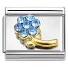 CT2378 Light Blue Bling Flower Italian Charm