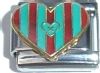 CT3236 Striped Heart Italian Charm