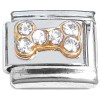 CT4210W Dog Bone Clear Stones Italian Charm