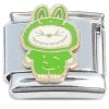 CT4413 Cute Monster Eyes Closed Green Italian Charm