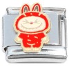 CT4415 Cute Monster Eyes Closed Red Italian Charm