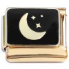 CT4788 Moon Stars Night Sky on Gold Italian Charm