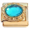 CT4789 Blue Framed Bling Gold Base Italian Charm.