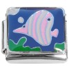 CT4826 Striped Fish on Blue Italian Charm