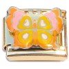 CT4836 Pink Orange Butterfly Goldtone Base Italian Charm
