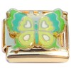 CT4837 Green Butterfly Goldtone Base Italian Charm
