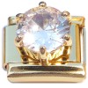 CT4839 Big Clear Bling Goldtone Base Italian Charm