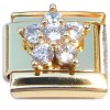 CT4841 Bling Flower Goldtone Base Italian Charm