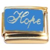 CT4843 Hope Blue Background Goldtone Base Italian Charm