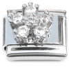 CT4916 Flower Shape Bling Clear Italian Charm