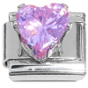 CT4917 Heart Shape Bling Pink Italian Charm