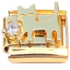 CT4942 Bling Cat Goldtone Base Italian Charm.
