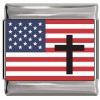 CT6214 Cross on American Flag Photo Italian Charm