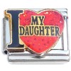 CT6905 I Love My Daughter Red Glitter Heart Italian Charm