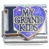 CT6910 I Love My Grand Kids Purple Glitter Heart Italian Charm