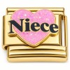 CT7806 Niece Pink Heart Goldtone Base Italian Charm
