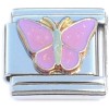 CT8110 Pink Rose Color Butterfly Italian Charm