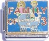 Family of 3 on Blue Italian Charm