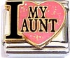 I Love My Aunt with Pink Heart Italian Charm