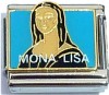 Mona Lisa on Blue Italian Charm