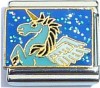 Unicorn on Blue Glitter Italian Charm