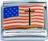 CT6214 Cross on USA Flag Italian Charms 