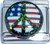 CT6221 USA Flag in Peace Sign with Glitter Italian Charm