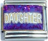 Daughter on Purple with Glitter Italian Charm