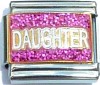 Daughter on Pink with Glitter Italian Charm