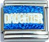 Daughter on Blue with Glitter Italian Charm