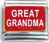 Great Grandma on Red with Glitter Italian Charm