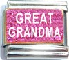 Great Grandma on Pink with Glitter Italian Charm