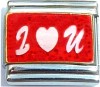 CT6390 I Love U on Red with Glitter Italian Charm