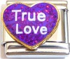 True Love on Purple Heart with Glitter Italian Charm