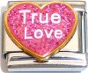 True Love on Pink Heart with Glitter Italian Charm