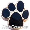 H1046G Black Paw On Gold Floating Locket Charm