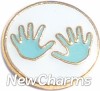 H1101b Handprints in Blue Floating Locket Charm