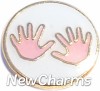 H1101g Handprints in Pink Floating Locket Charm