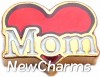 H1122 Mom On Red Heart Gold Trim Floating Locket Charm
