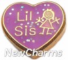 H1157L Lil Sis On Purple Floating Locket Charm