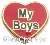 H1164 My Boys On Red Heart Floating Locket Charm