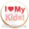 H1238 I Love My Kids Gold Trim Floating Locket Charm