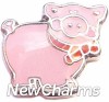 H1432S Pink Pig Silver Trim Floating Locket Charm