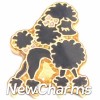 H1436k Black Poodle Floating Locket Charm