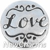 H3506 Love Silver Circle Floating Locket Charm