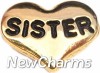 H5044G Sister Gold Heart Floating Locket Charm