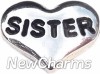 H5044S Sister Silver Heart Floating Locket Charm