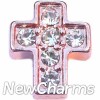 H5123 Rose Gold CZ Cross Floating Locket Charm