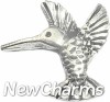 H6147 Silver Flying Hummingbird Floating Locket Charm