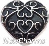 H7855 Black Vintage Heart Pattern Heart Floating Locket Charm